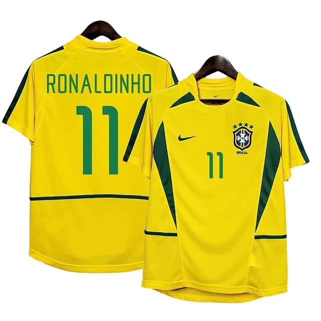 Camisa Brasil 2002 I (Titular) – Modelo Retrô Ronaldinho #11